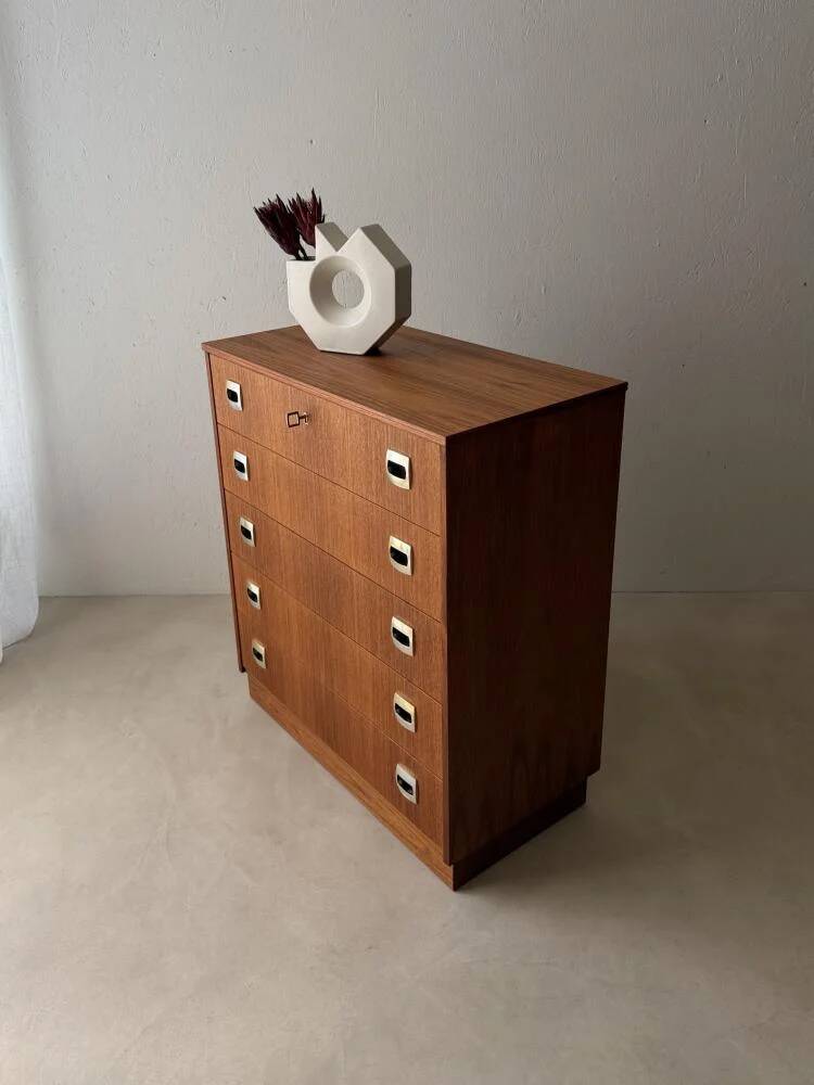 Swedish mid-century chest of drawers teak five drawers