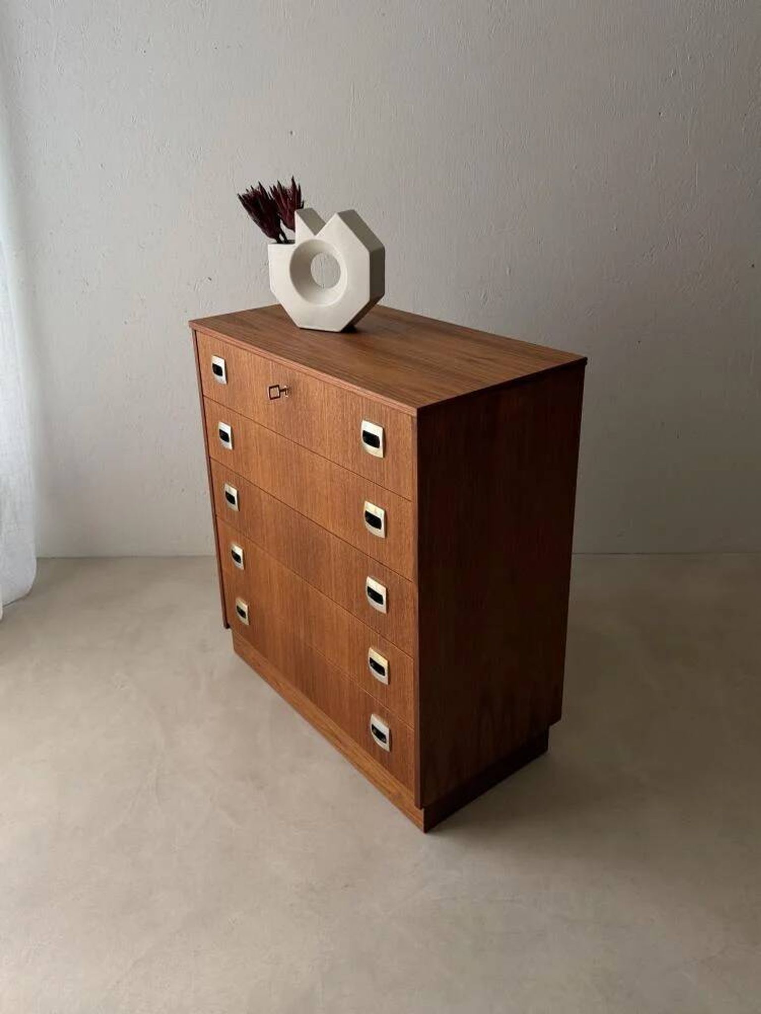 Swedish mid-century chest of drawers teak five drawers
