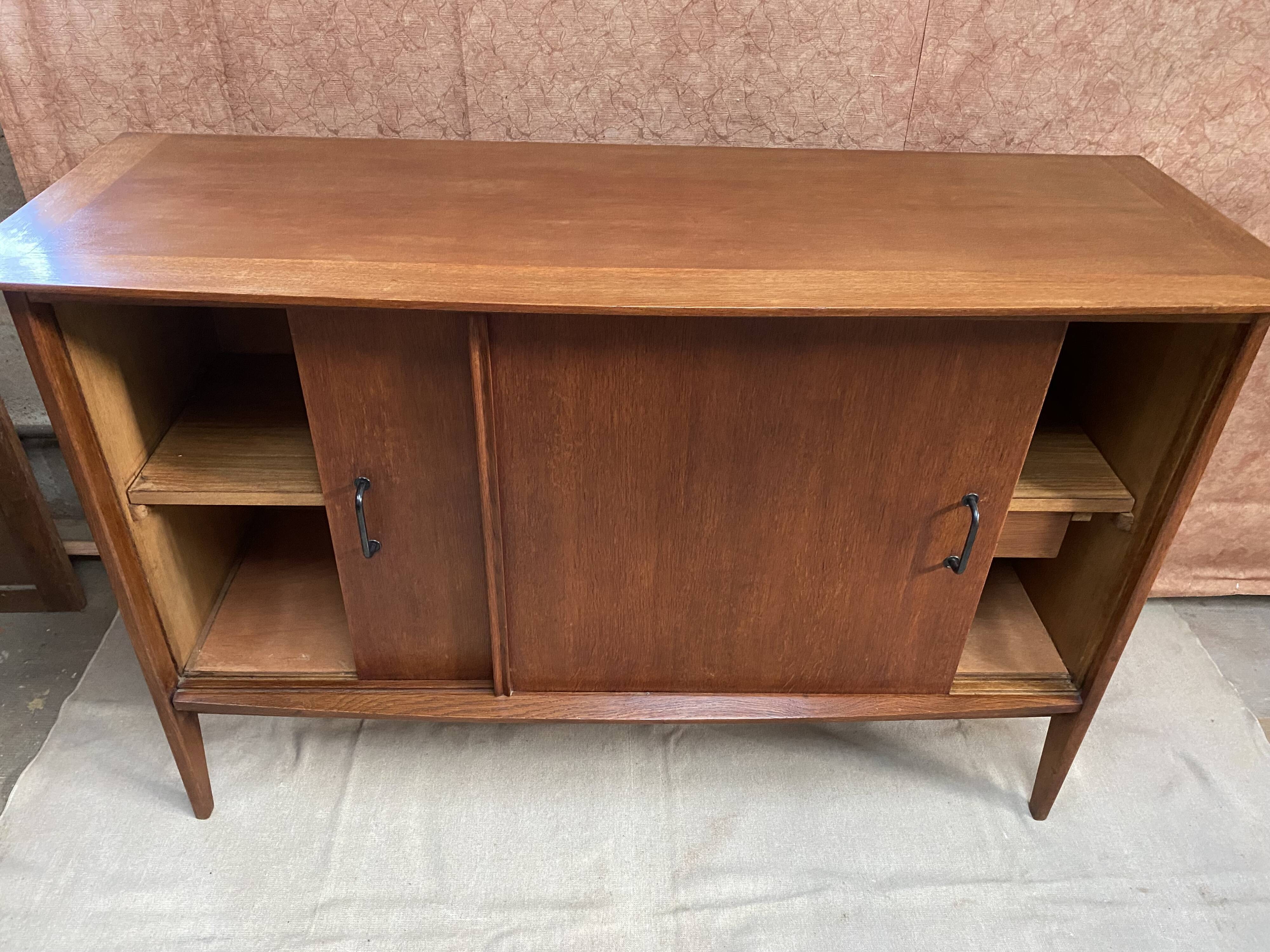Low sideboard with two sliding doors, vintage 1950
