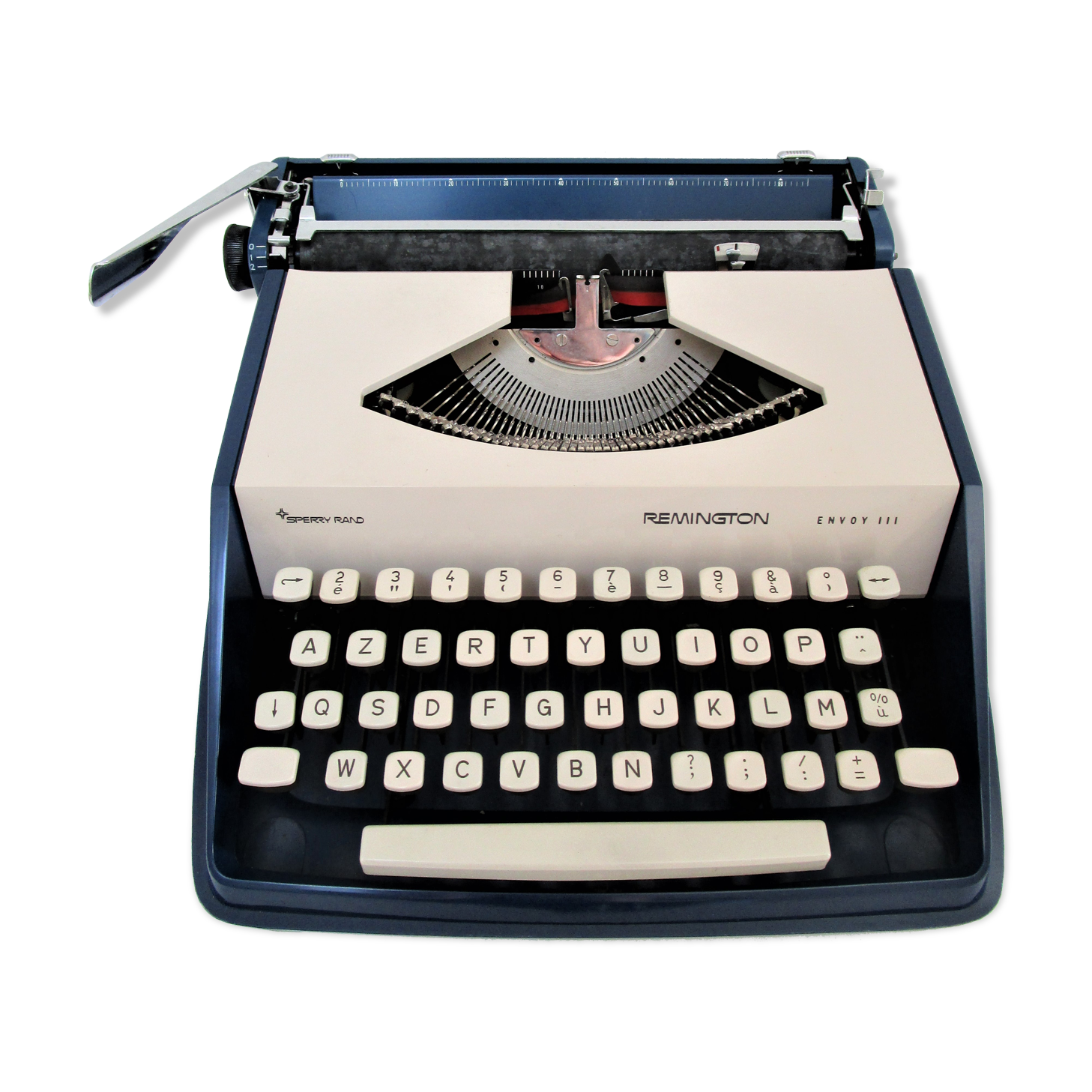 typewriter Remington Sperry rand Envoy III blue and white 70s
