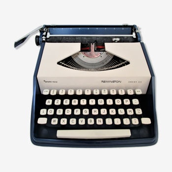 Machine à écrire Remington Sperry rand Envoy III bleu et blanc années 70