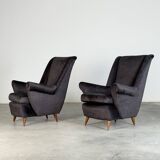 Pair of Italian Armchairs Attributed to Gio Ponti for ISA Bergamo, 1950s