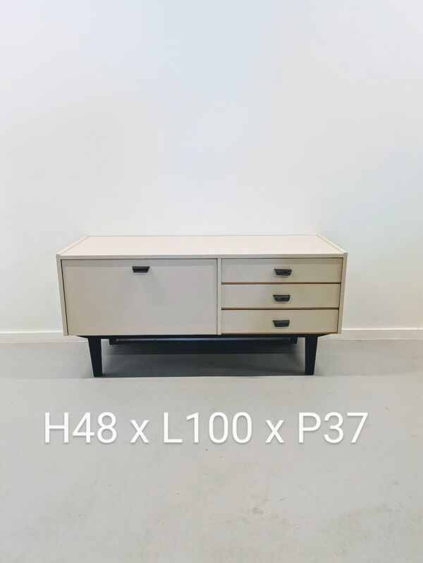 Meuble télé tv vintage en bois blanc / Enfilade