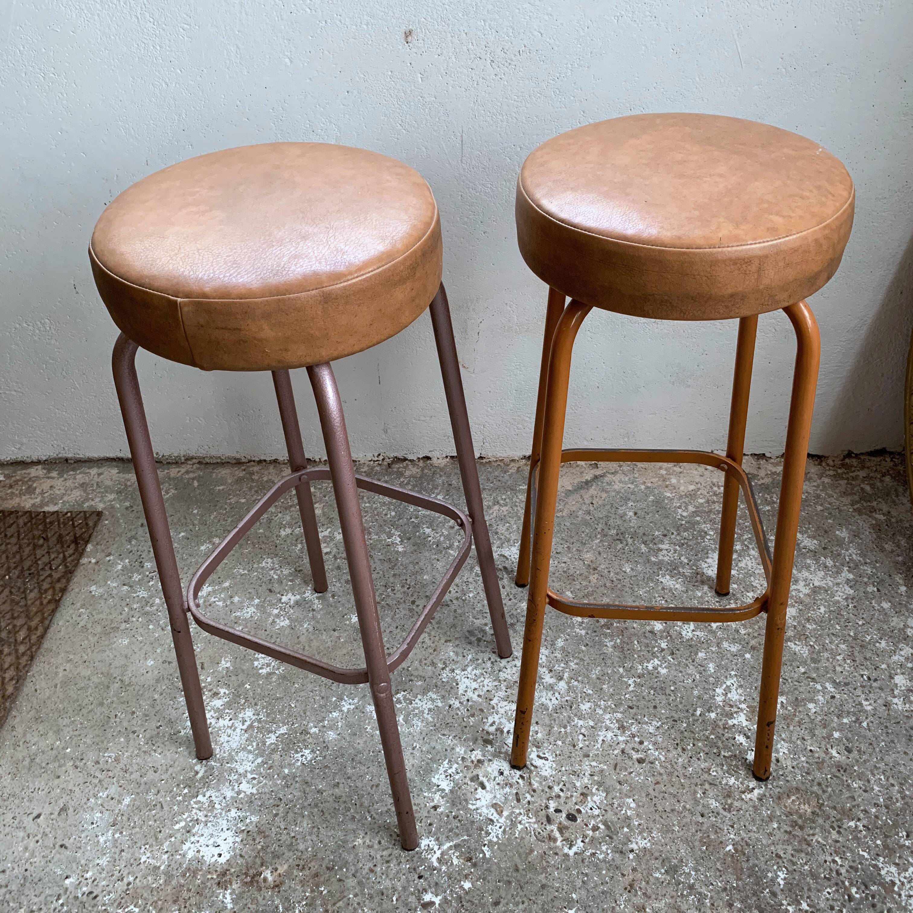 Pair of vintage metal bar stools