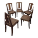 Set of 6 Louis XVI chairs in marquetry wood and caning.