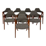 1960s set of 8 Compass teak dining chairs by Kai Kristiansen for Schou Andersen Møbelfabrik