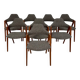 8 chaises de salle à manger en teck Compass par Kai Kristiansen pour Schou Andersen Møbelfabrik, années 1960