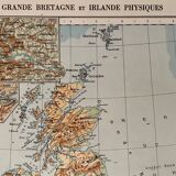 Old map of Great Britain and Ireland (physical) from 1945