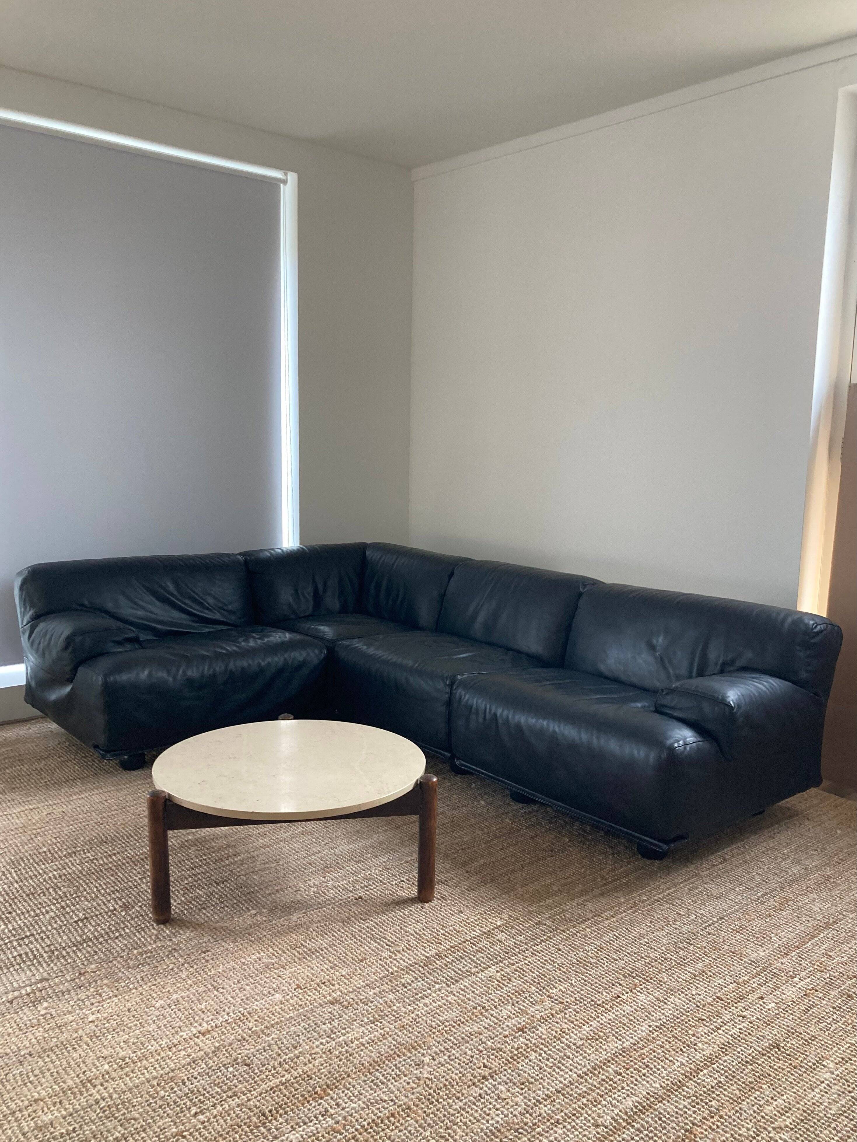 Canapé Modulable Fiandra en Cuir par Vico Magistretti pour Cassina. Italie années 1970