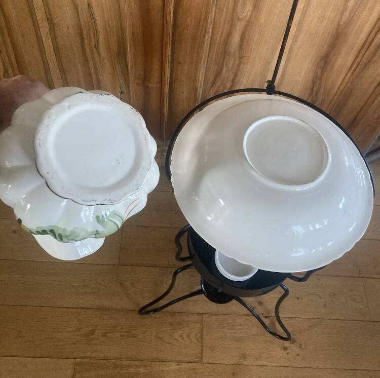 Folding wrought iron toiletry stand, 19th century