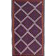 Tapis Kilim Turkman, tissage plat géométrique bordeaux et bleu marine, 314 × 174 cm