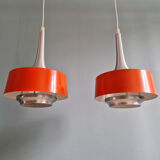 Pair of Scandinavian brushed aluminium pendants, Philips, 1960s