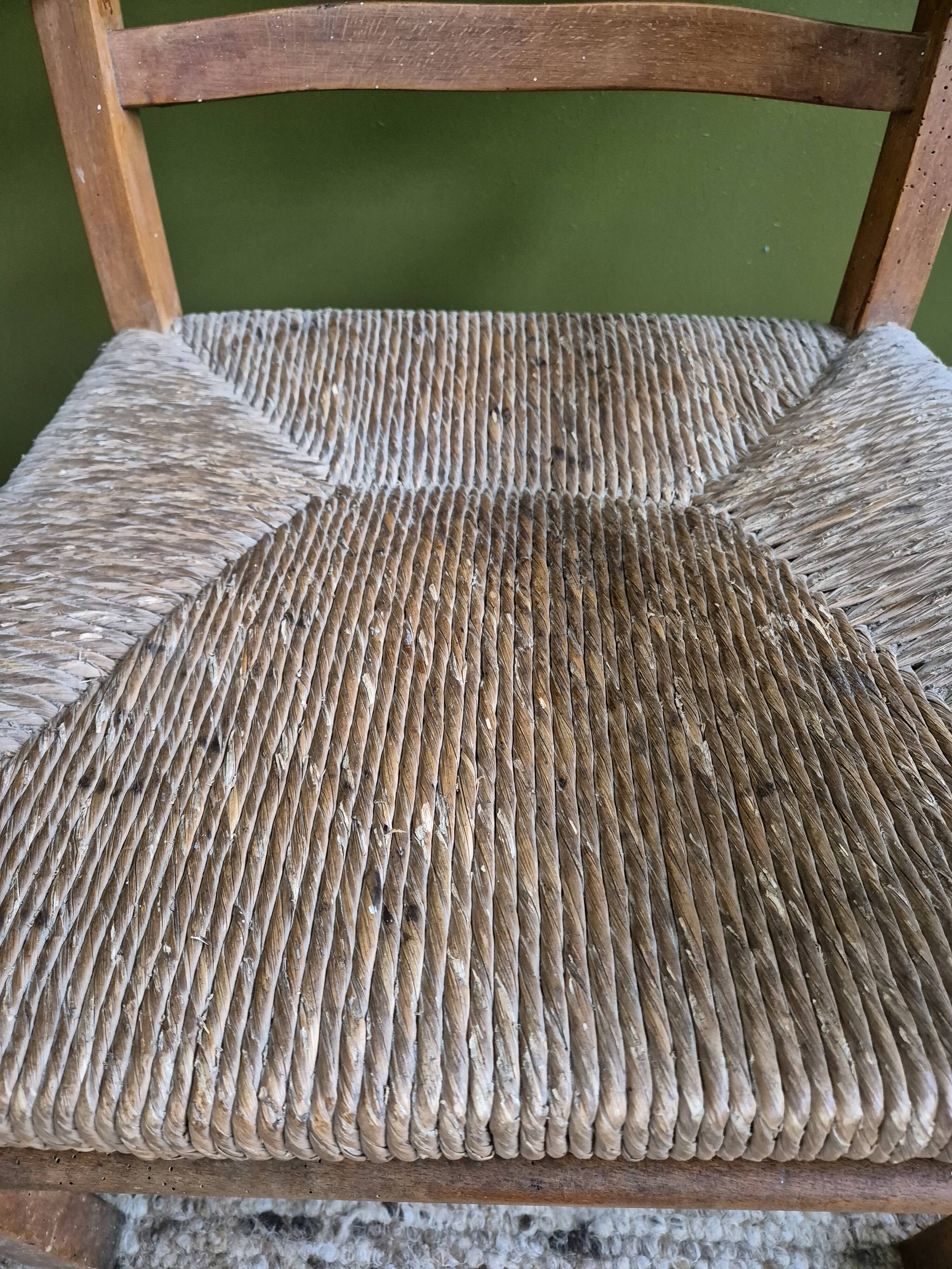 Straw and wood armchair