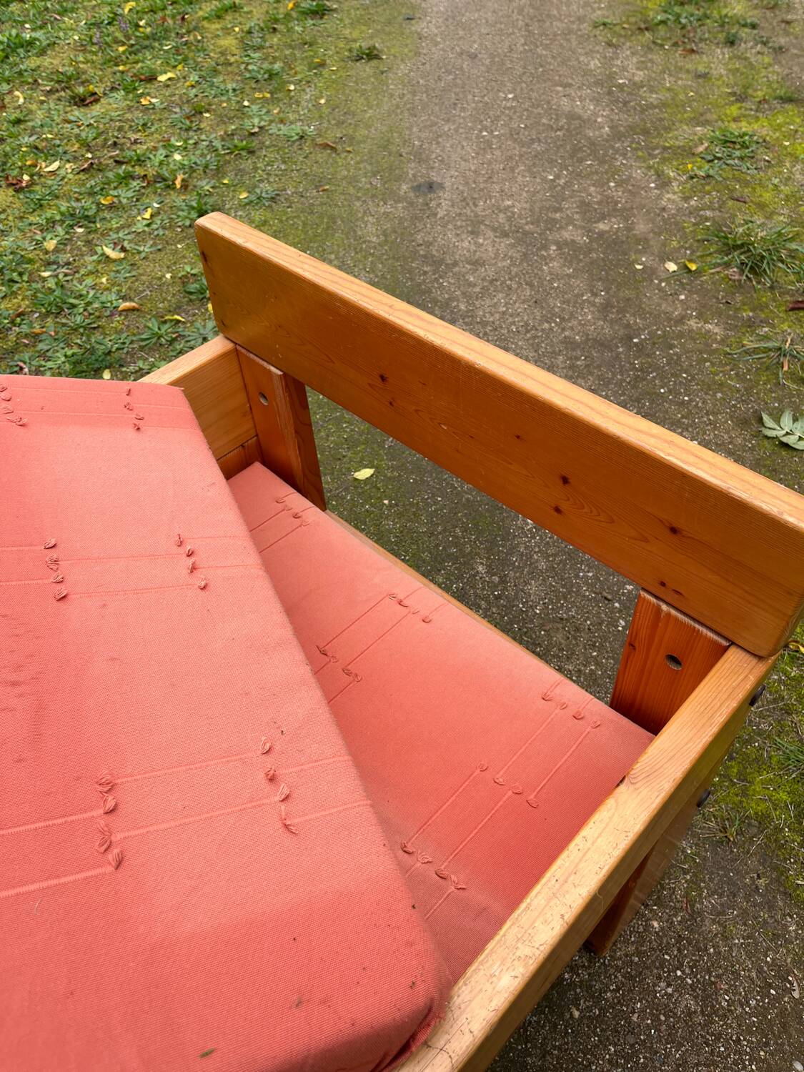 70s pine designer armchair, Perriand style