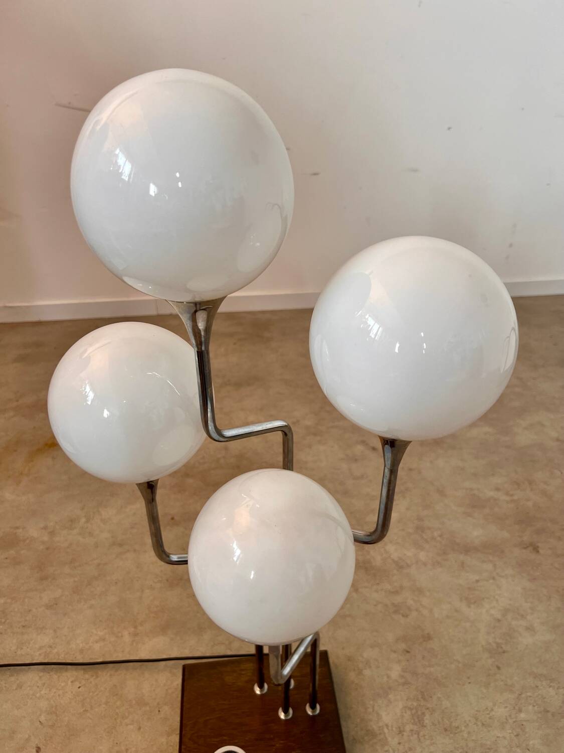 Old metal table lamp Italian design Gioffredo REGGIANI 70s vintage 4 lights