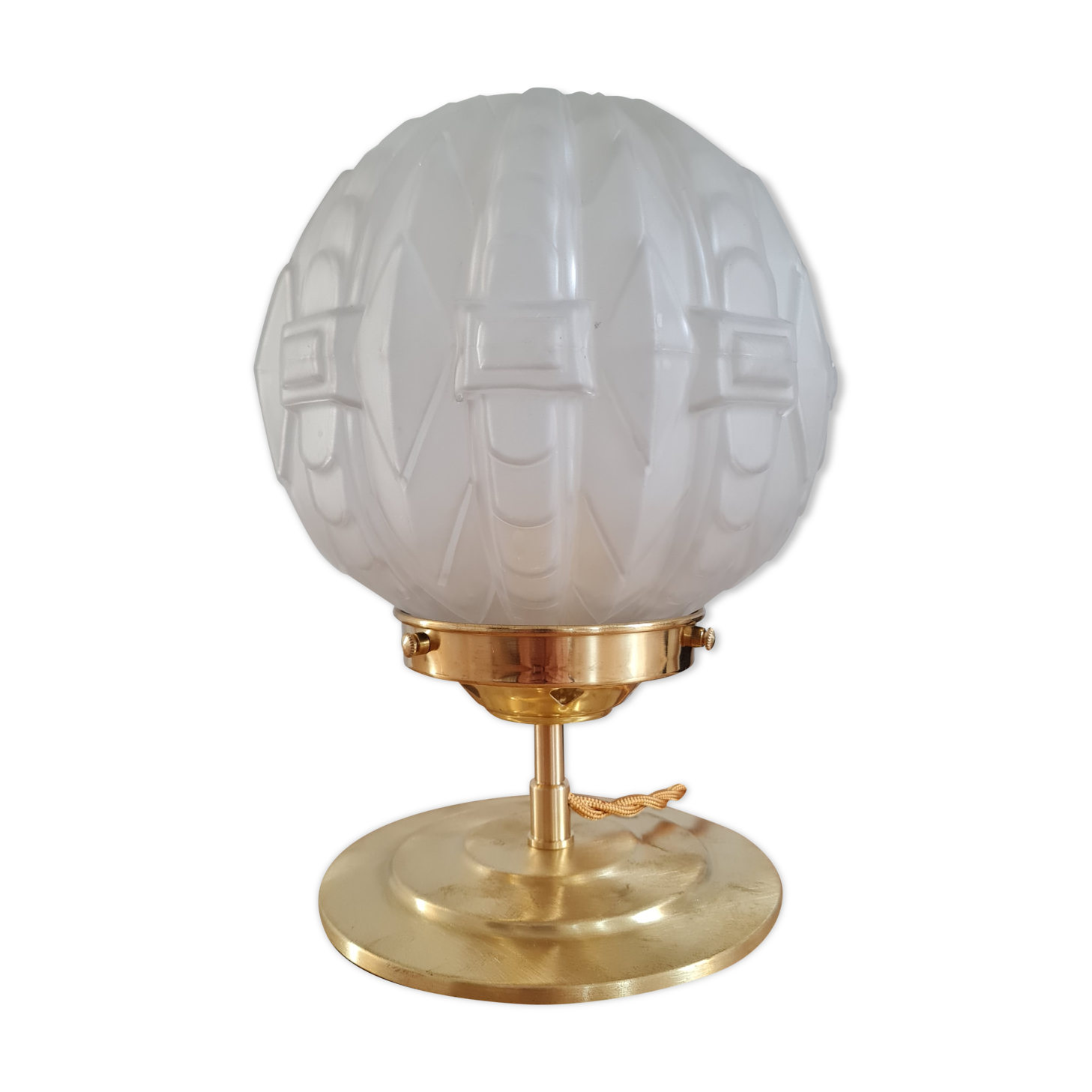 Art Deco globe table lamp in frosted glass