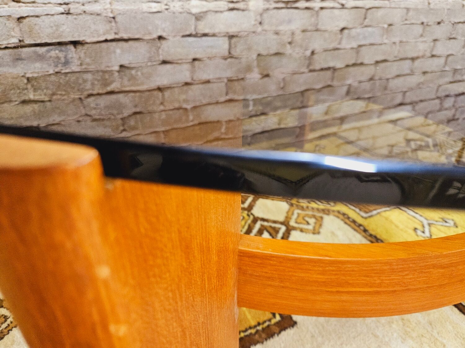 Coffee table in glass and bentwood 1970