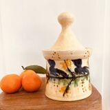 Hand painted ceramic covered pot