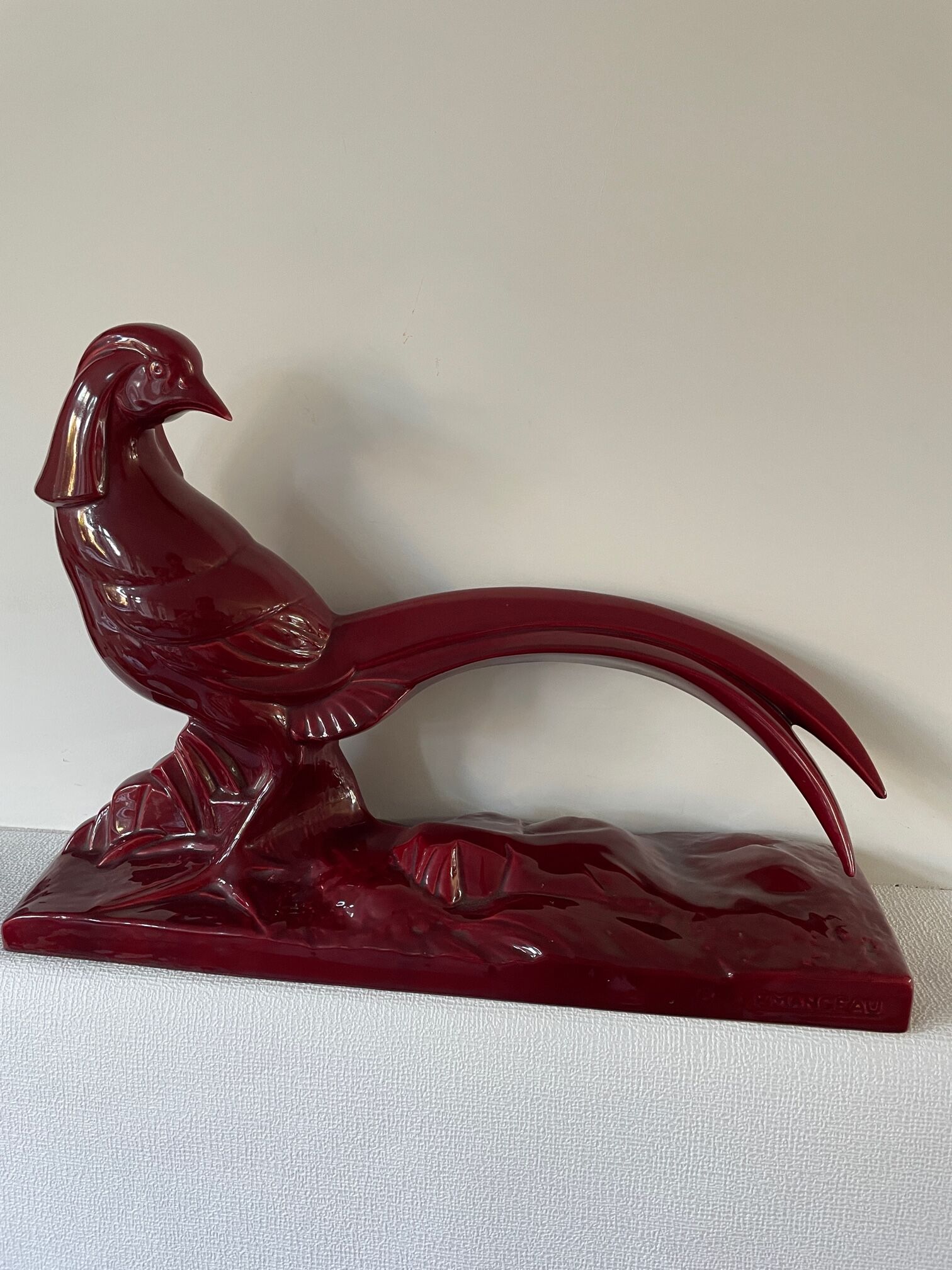 Faisan Art déco de Lemanceau fait par Saint Clément. Céramique vintage Charles Lemanceau.