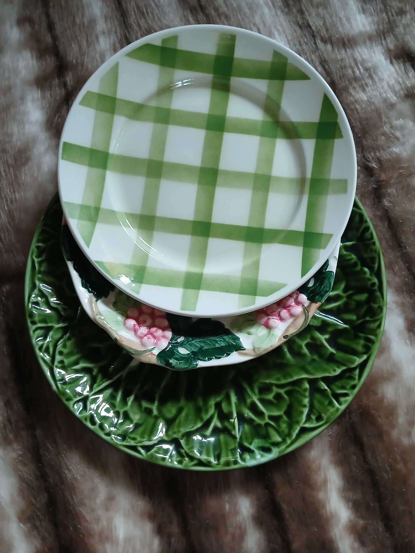 3 mismatched vintage dinner plates