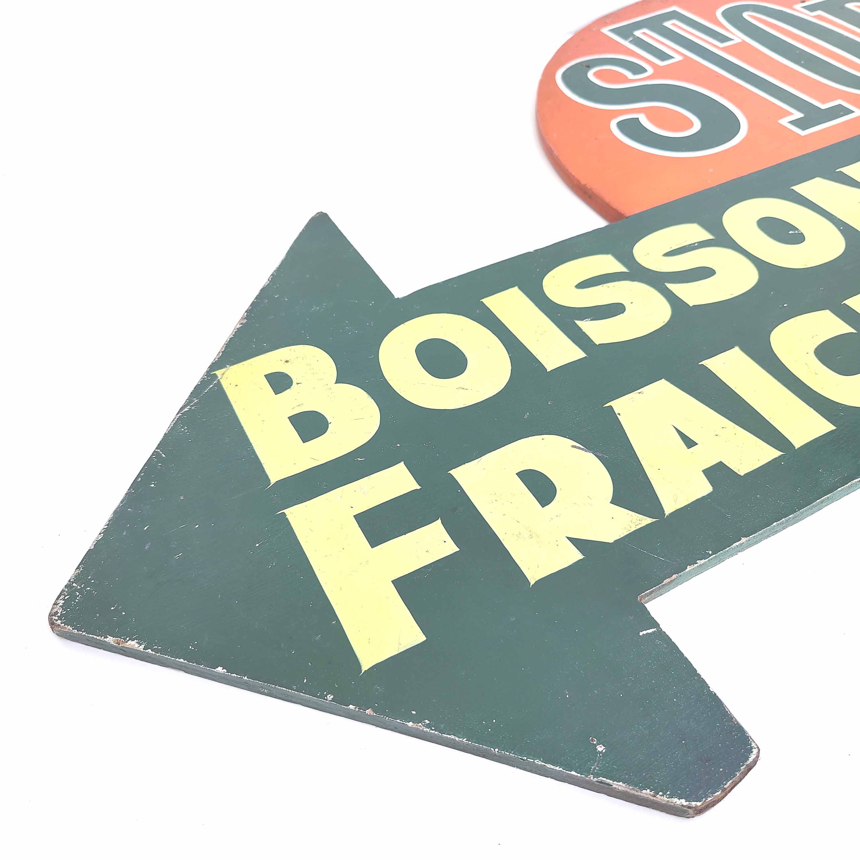 Sign sign arrow vintage bistro guinguette wood panel
