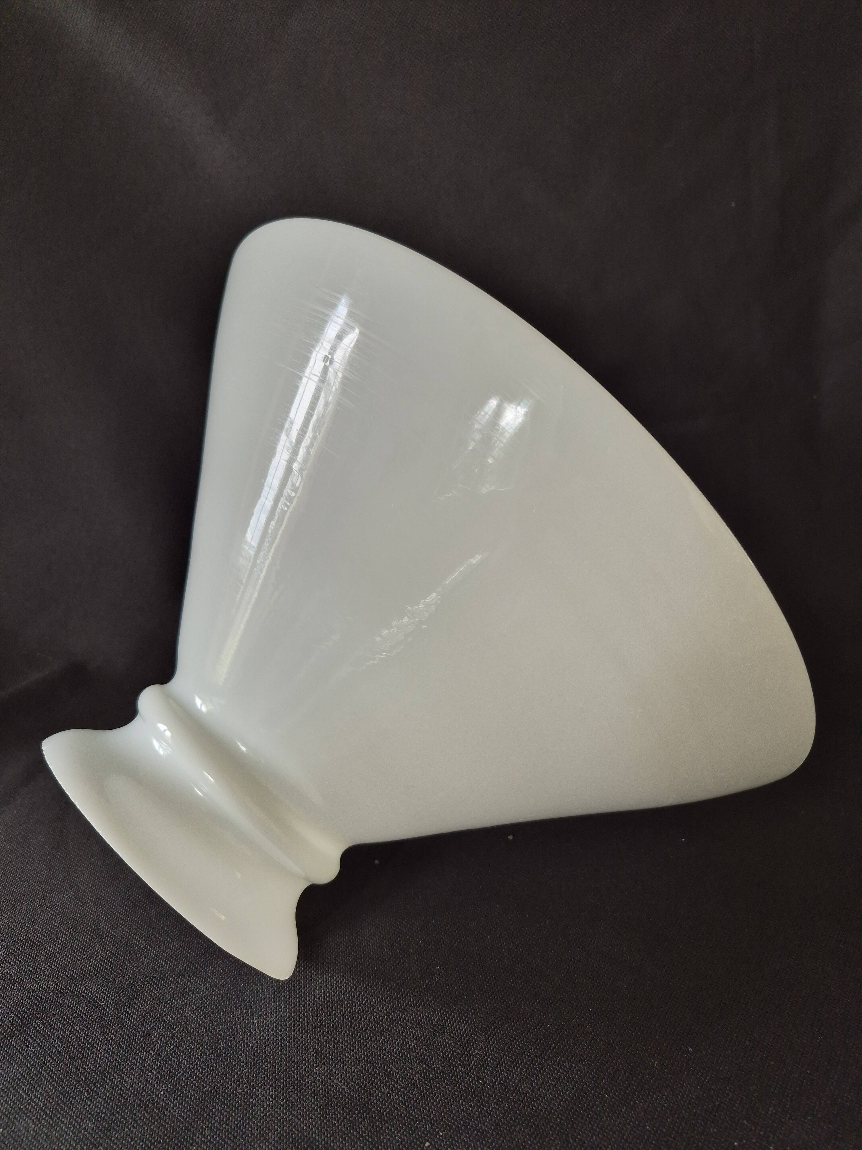 Large vintage white opaline lampshade suspension from the 1940s/50s Ø30cm