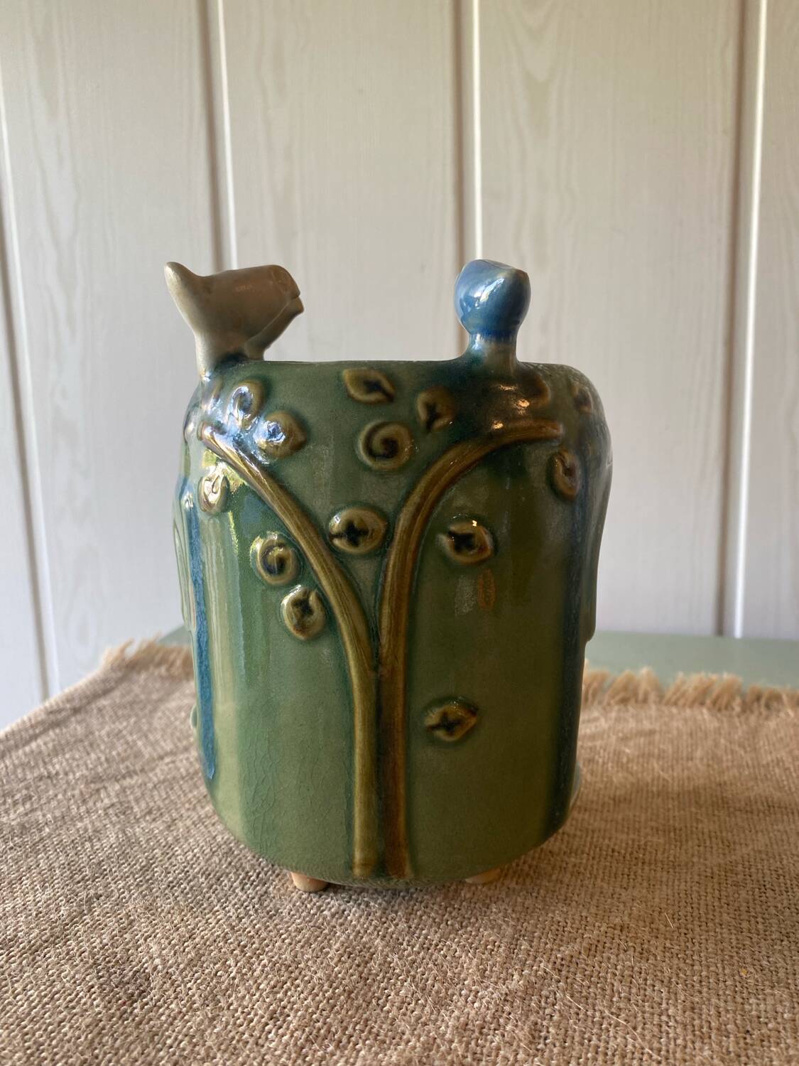 Ceramic bird candle holder