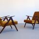 Mid century easy armchairs model B310 Var in velvet