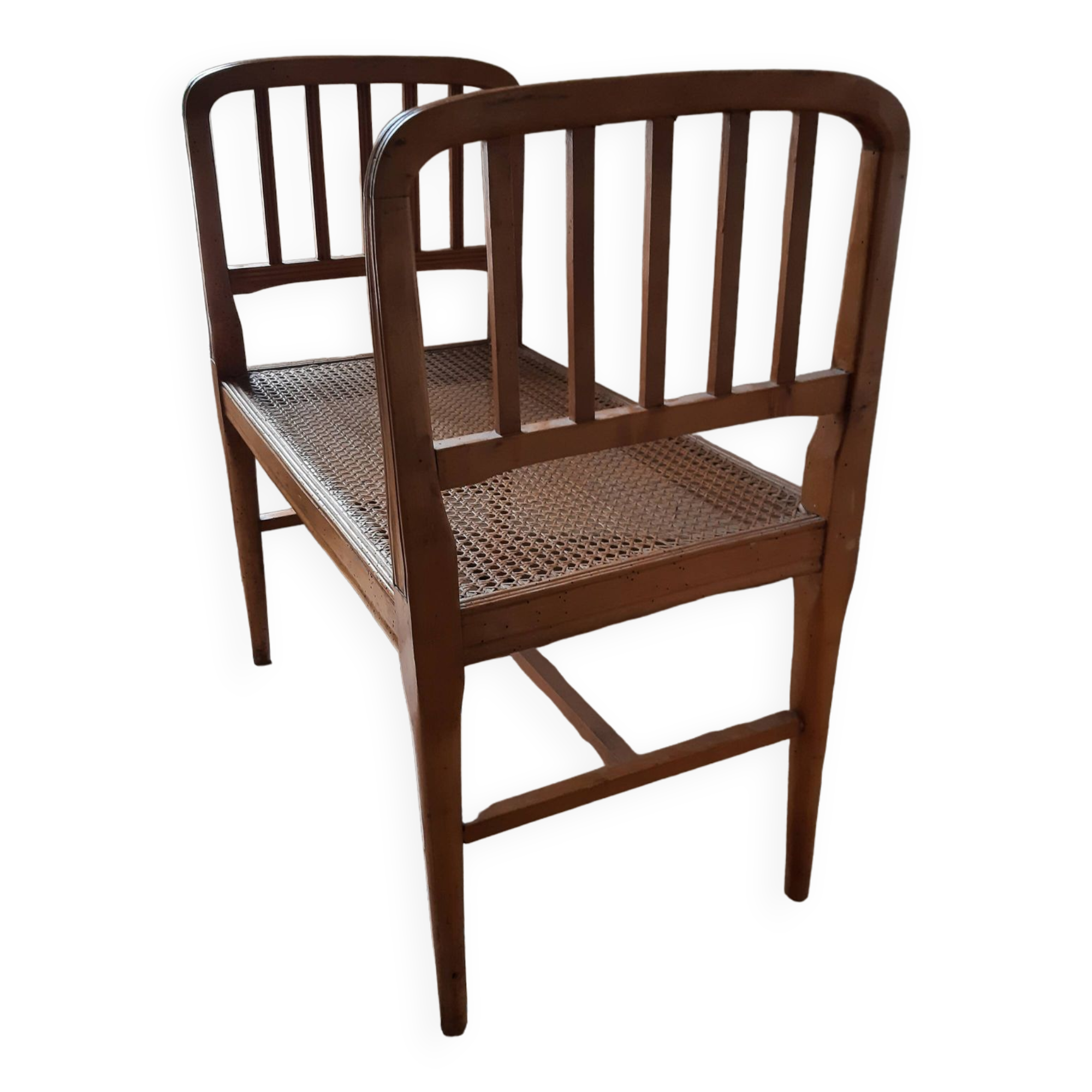 Piano bench end of empire style cane bed