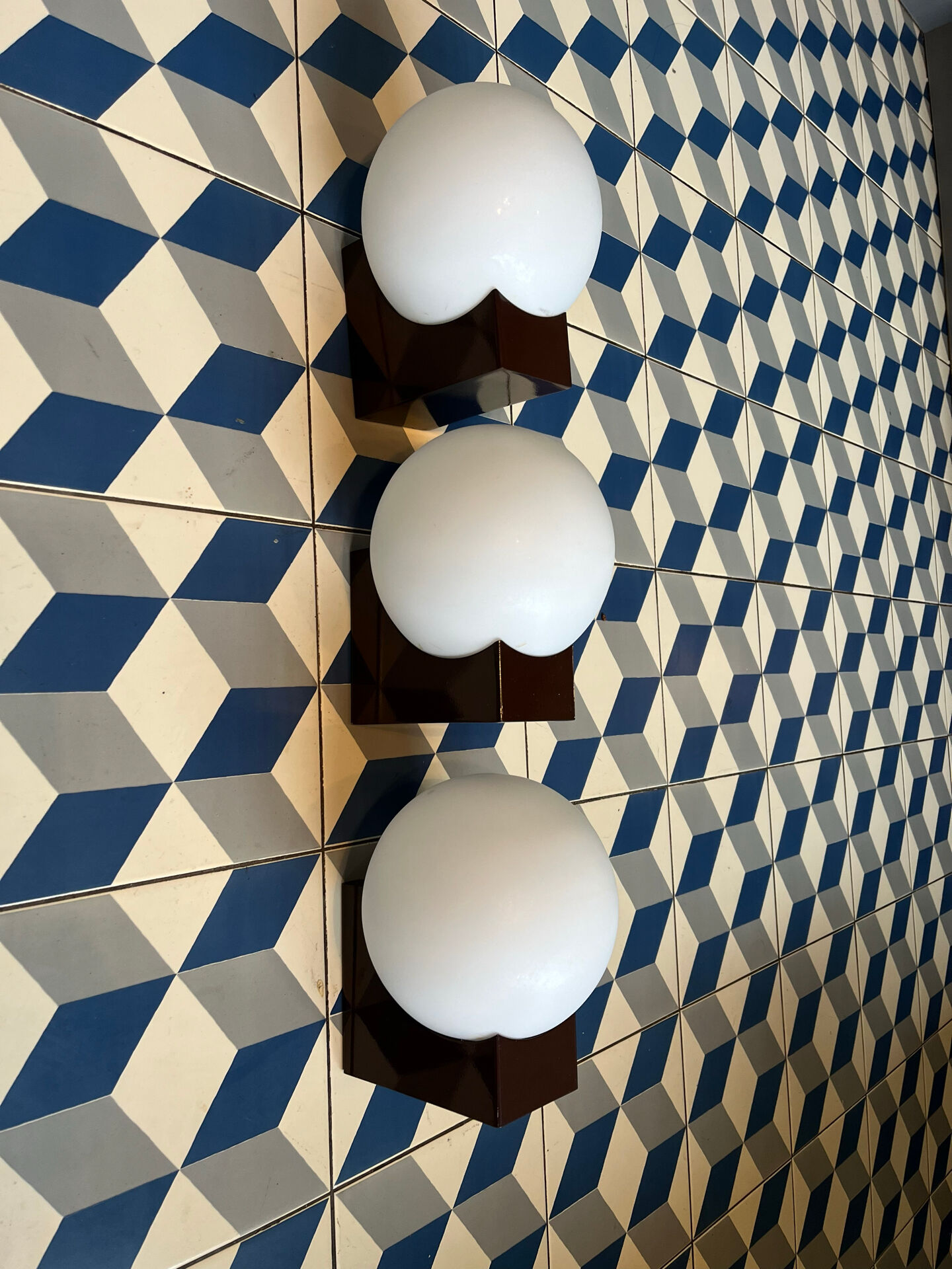 Set of 3 Amilux space age wall lights.