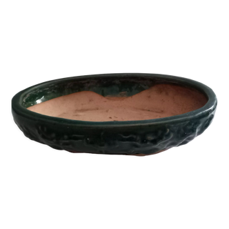 Bonsai pot in green glazed stoneware