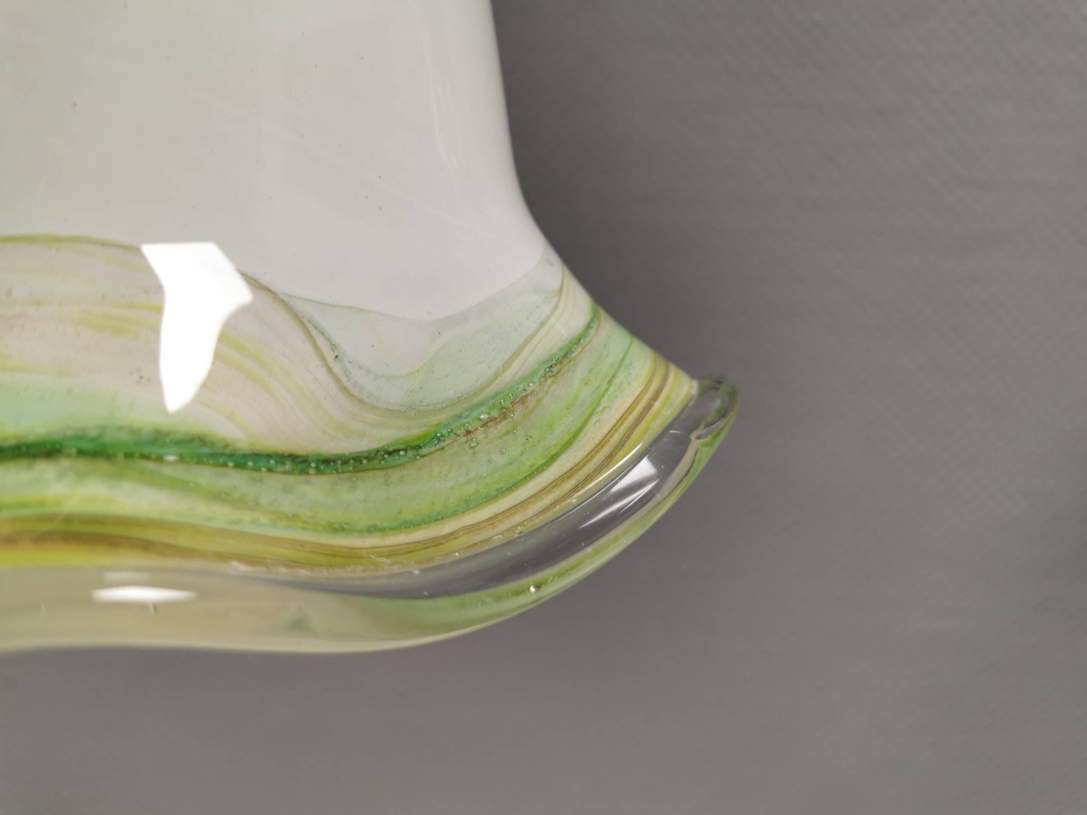 Pendant lamp in multicolored glass. Probably Danish or Swedish from 1970s