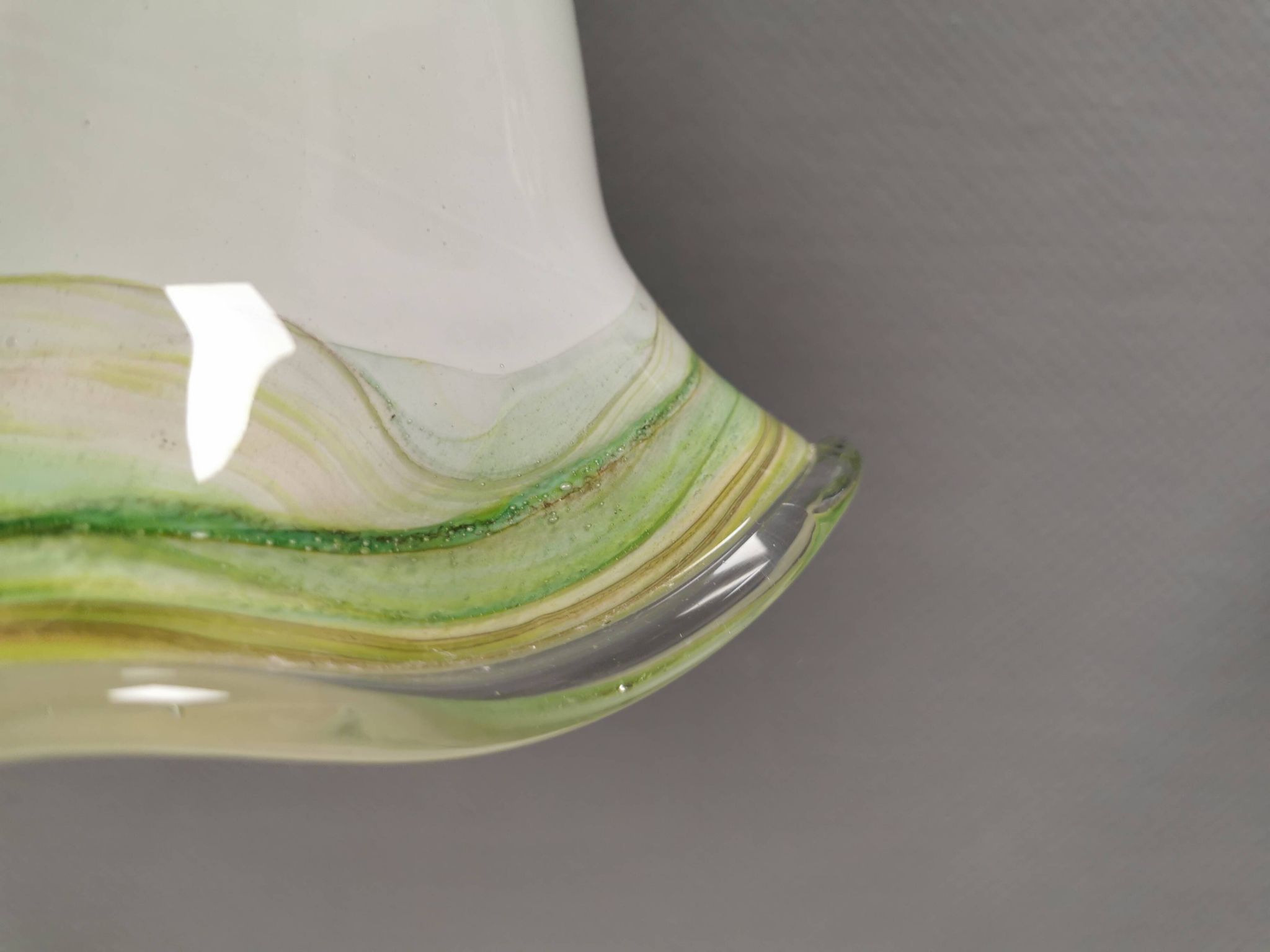 Pendant lamp in multicolored glass. Probably Danish or Swedish from 1970s