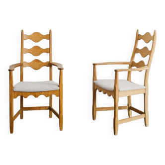 Pair of Danish Mid Century Wooden Armchairs by Henning Kjaernulf, 1960s
