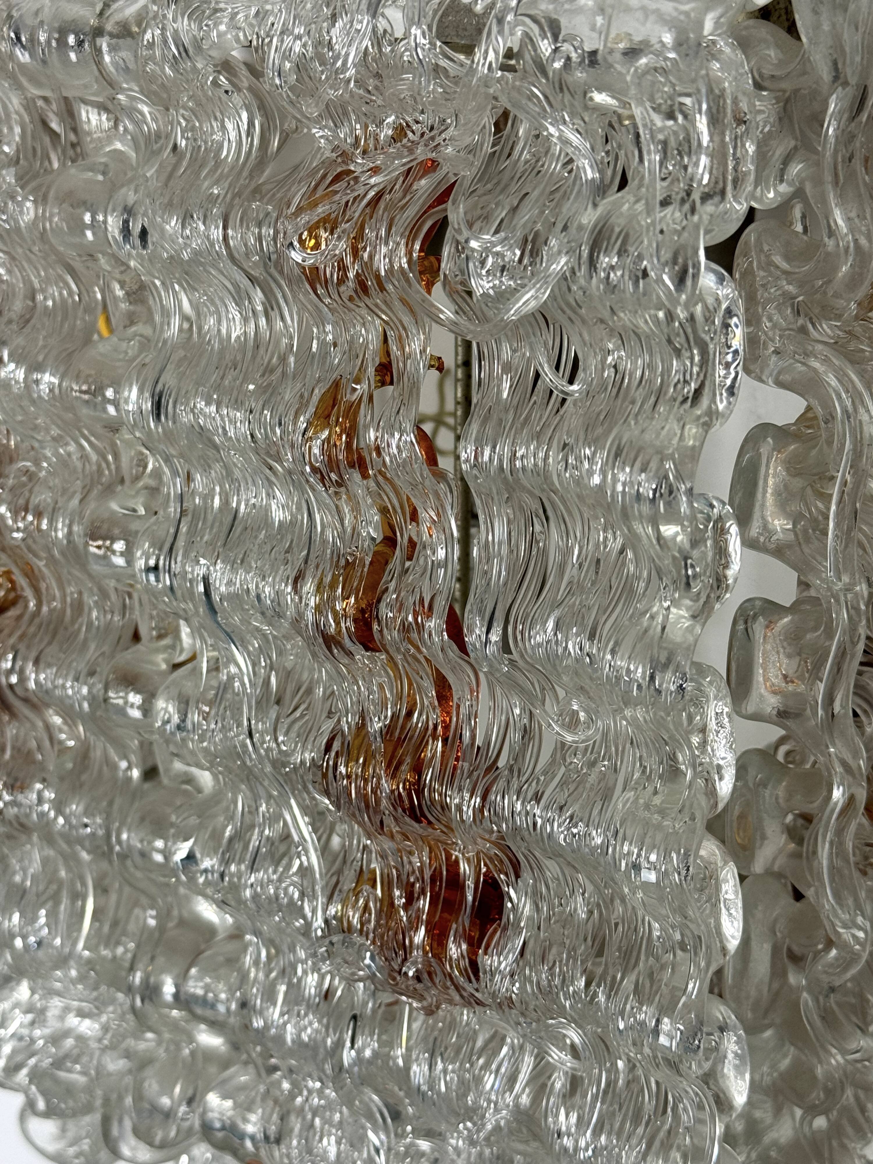 Set of four large wall lamps in murano glass elements by Poliarte. Italy 1970s