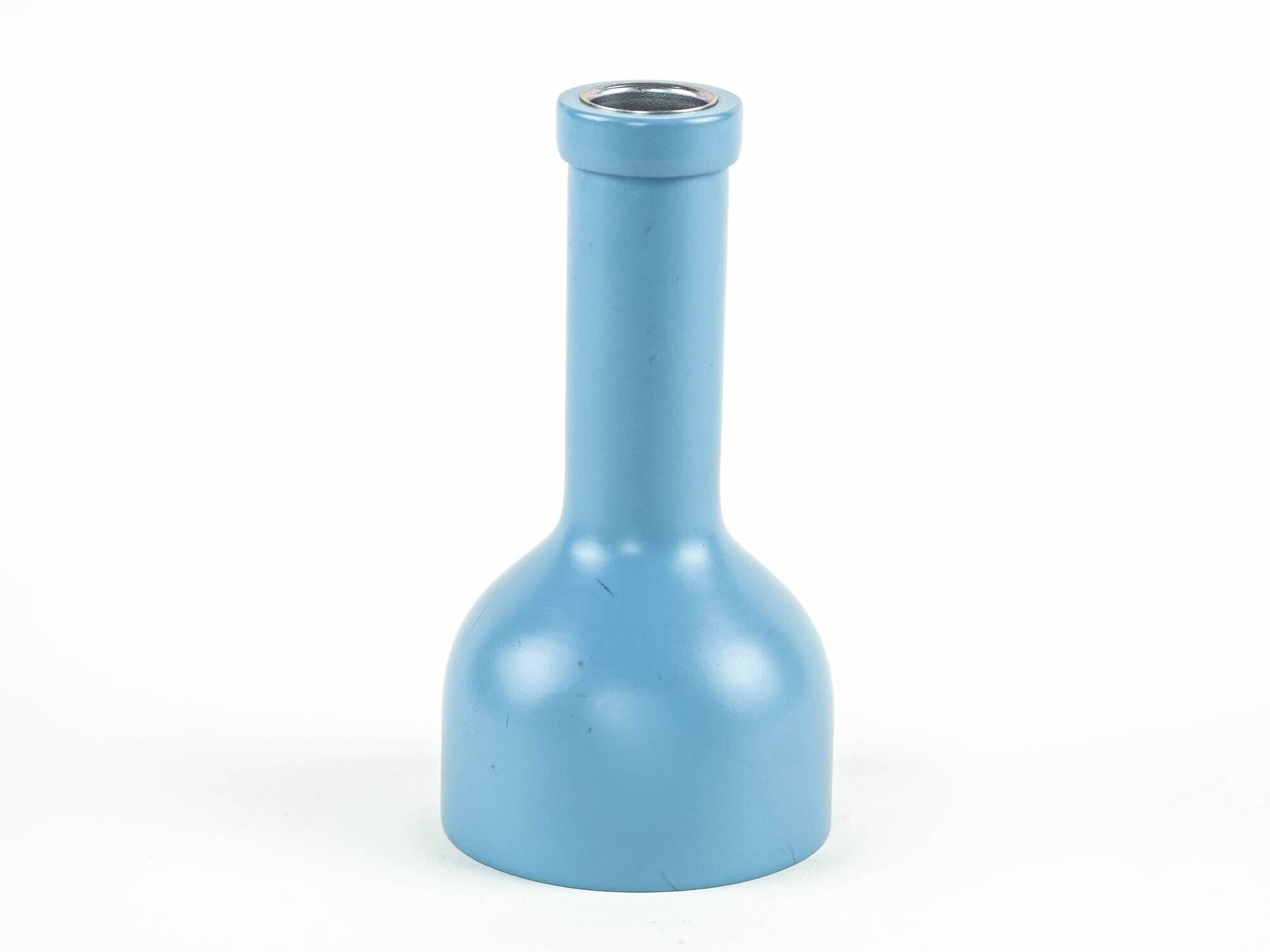 Wooden candlestick with blue enamel accent, Danish design from the 1970s,