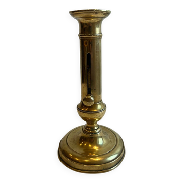 Antique copper candle holder with push button