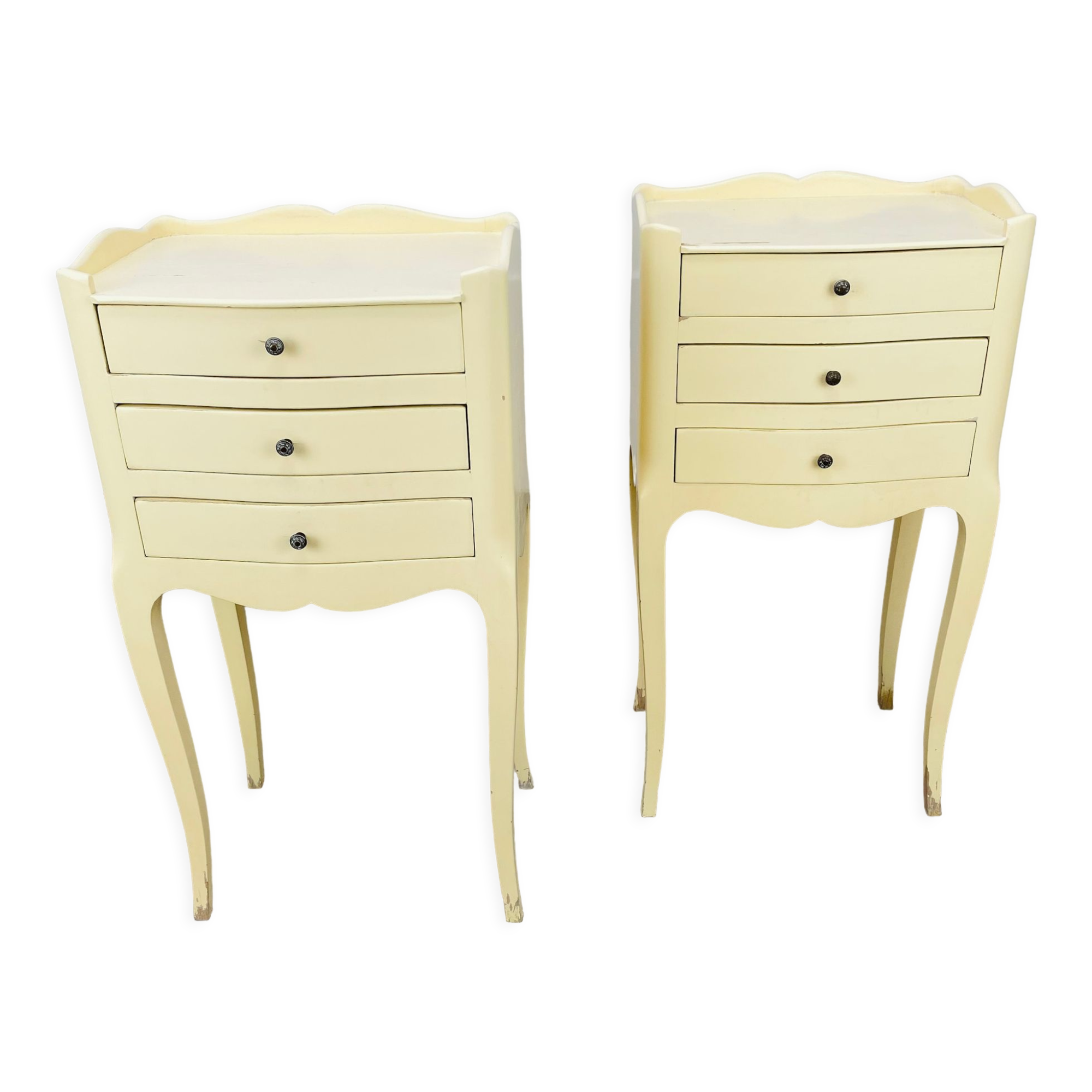 Pair of bedside tables Louis XV style white
