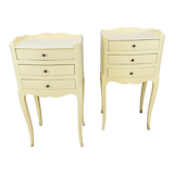 Pair of bedside tables Louis XV style white