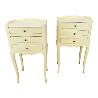 Pair of bedside tables Louis XV style white