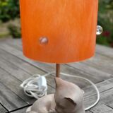Vintage laying lamp, lying cat, orange plexi lampshade
