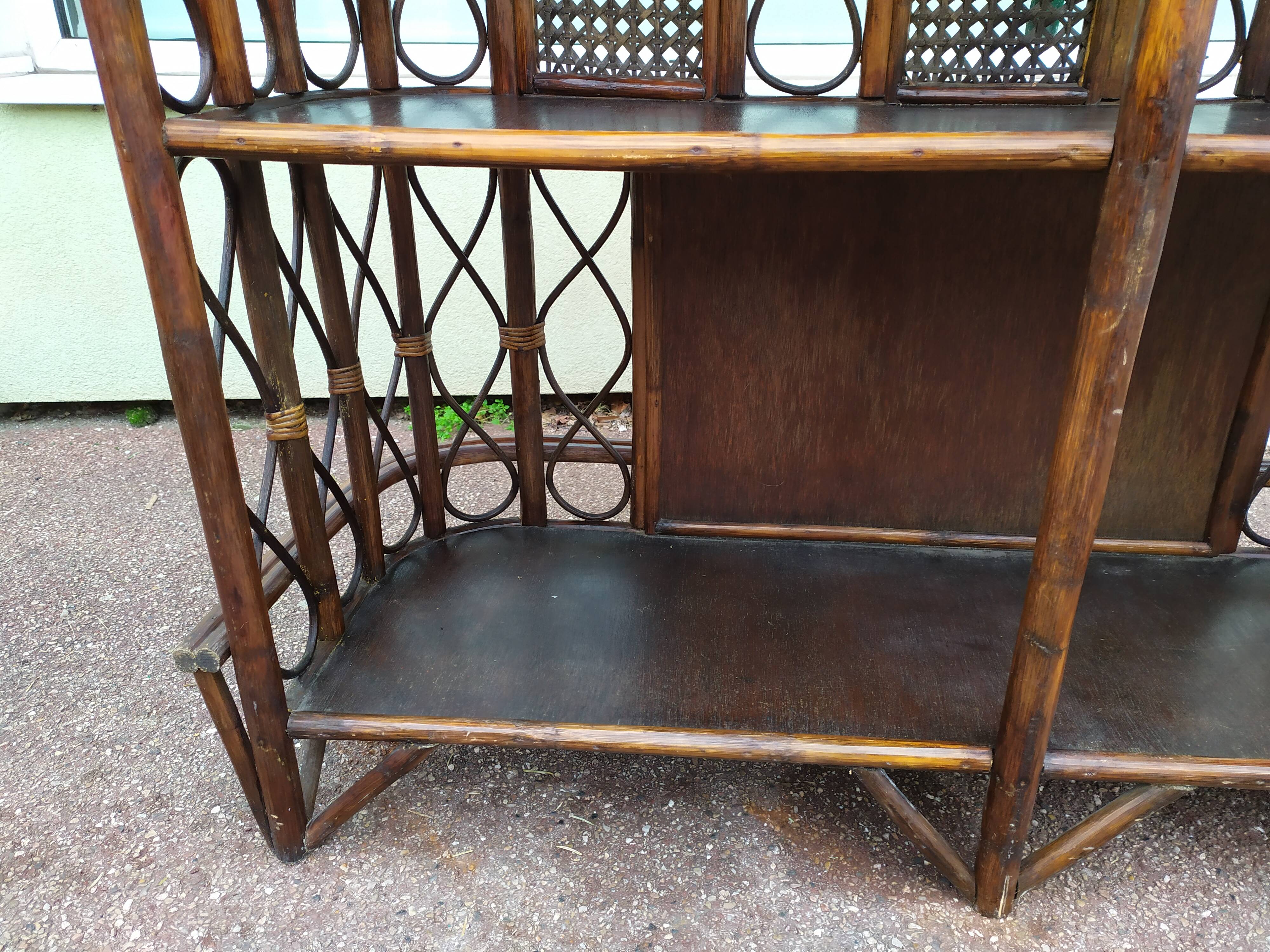 Set Bar + 2 rattan stool bamboo cannage