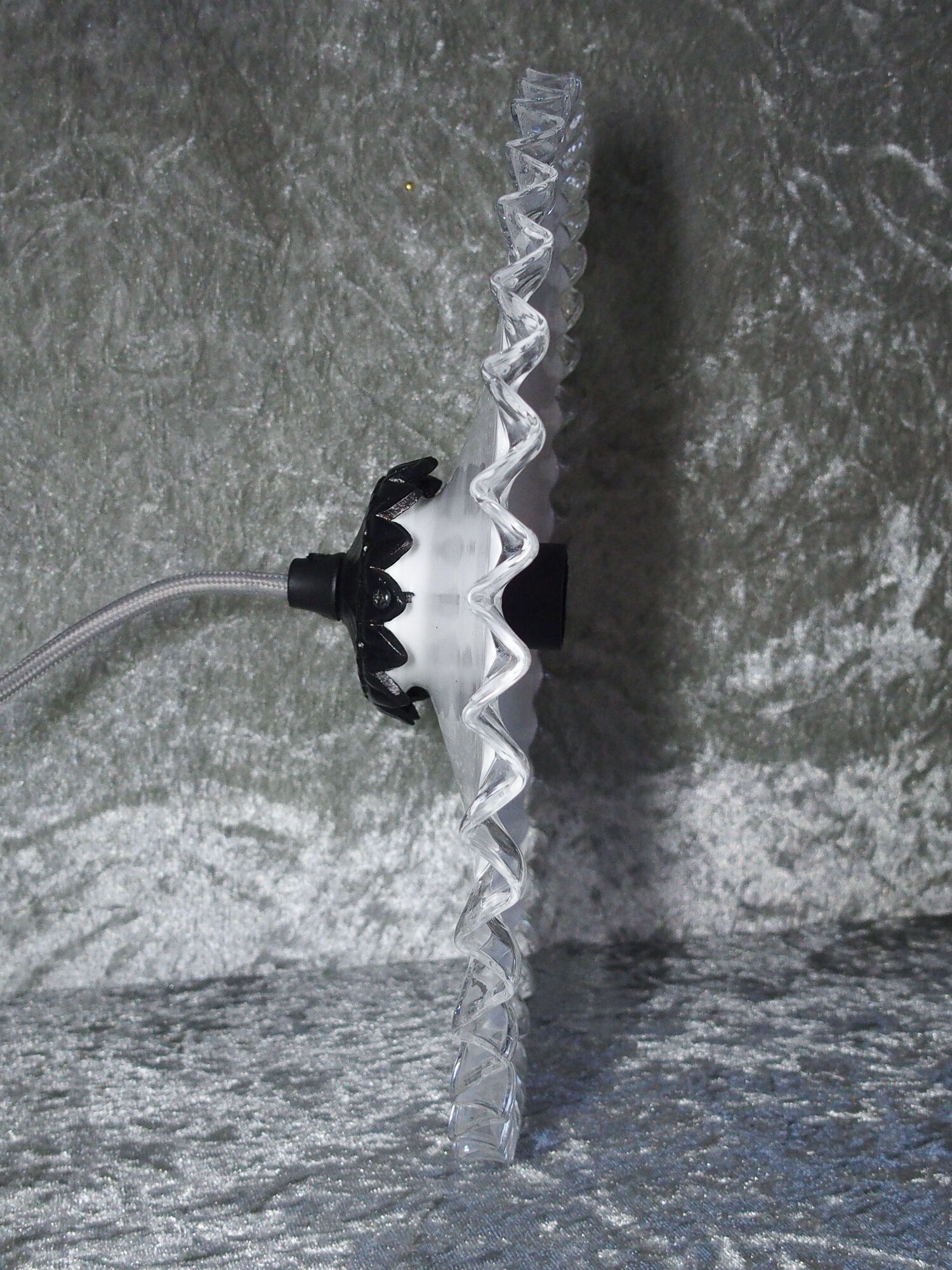 Scalloped white glass hanging