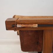 20th-century leather and Brazilian hardwood sofa, Brown