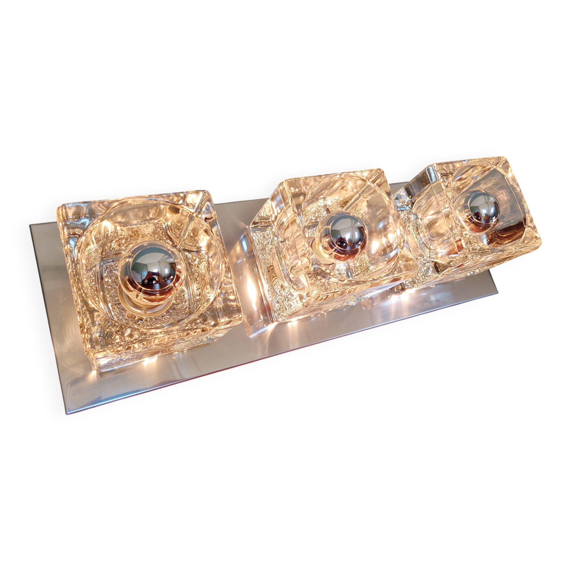 Triple wall lamp Ice Cube, Peill & Putzler, 1970