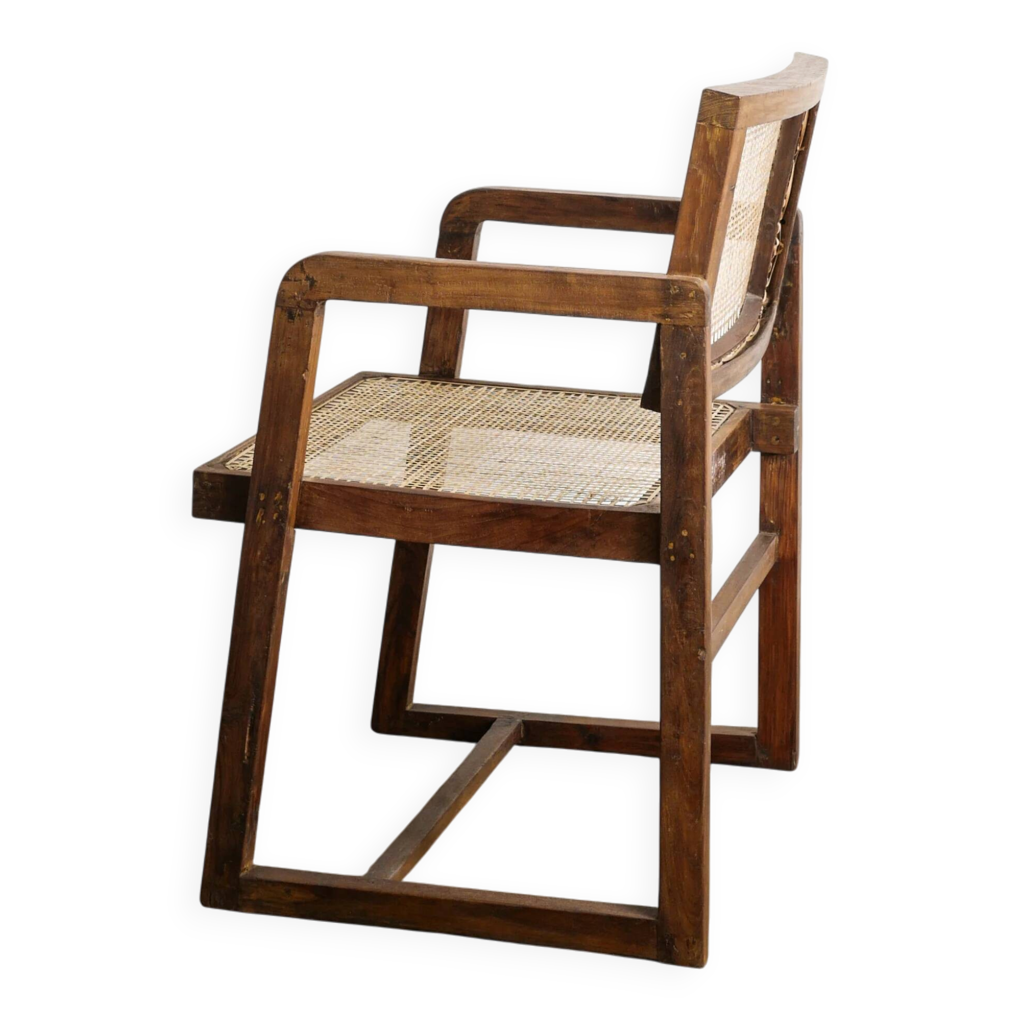 Mid Century Wooden "Box Chair" in Teak by Pierre Jeanneret, 1950s