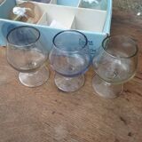 6 vintage Finelsa coloured cognac glasses