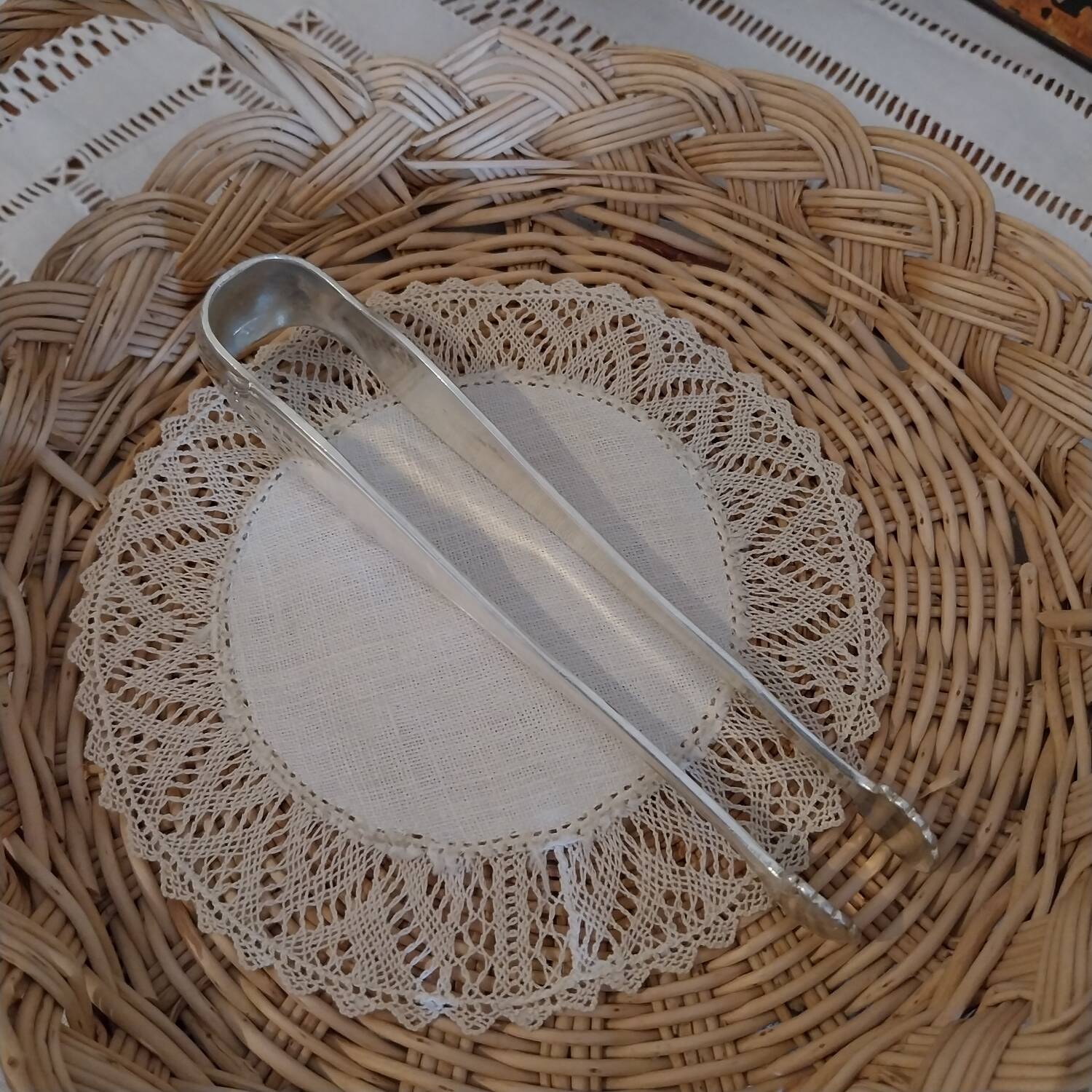 Art Nouveau silver metal sugar tongs