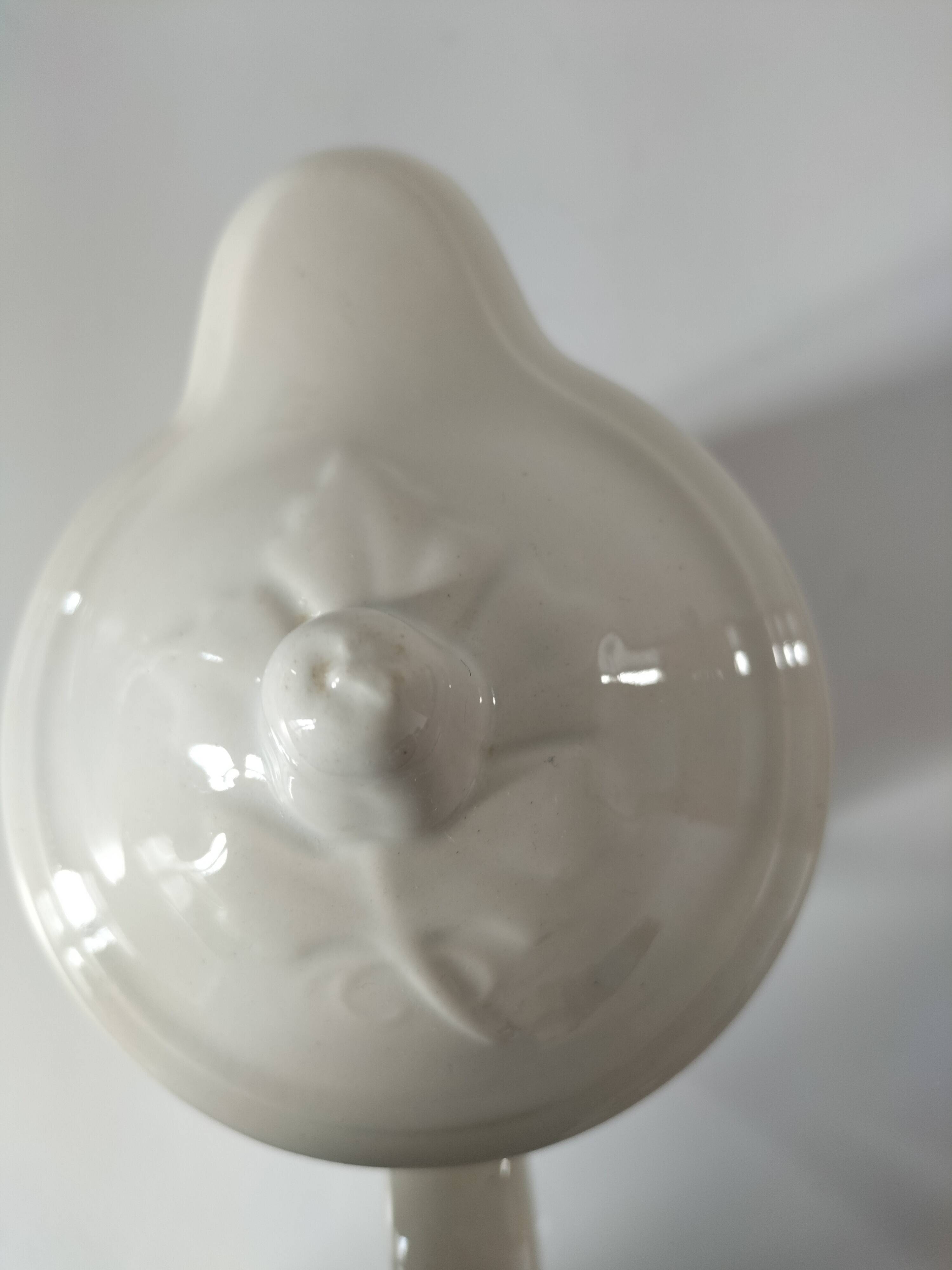 Chocolatière ancienne en faïence blanche Digoin Sarreguemines années 50-60