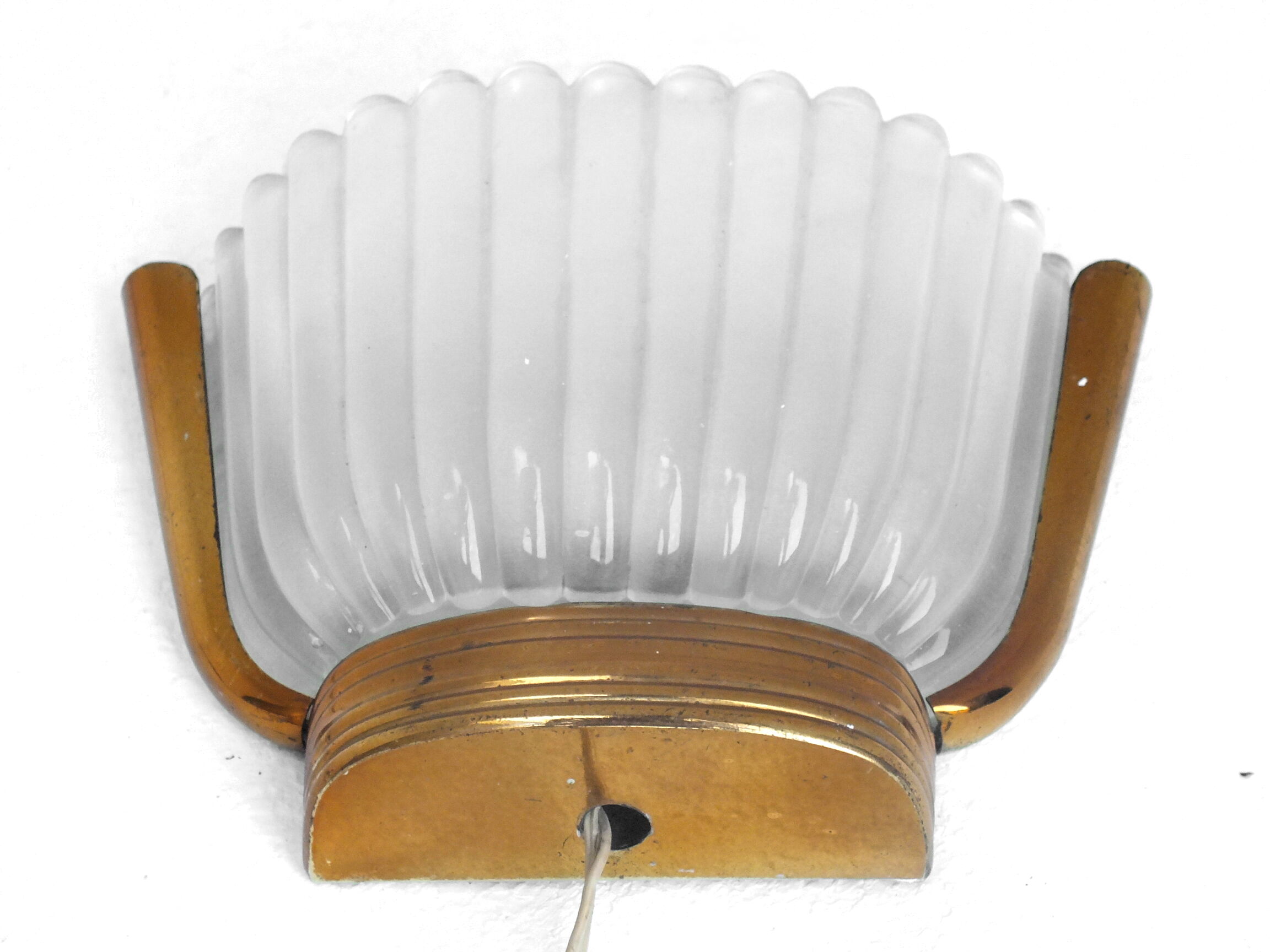 Seguso wall lamp decò years '30 design in glass and brass